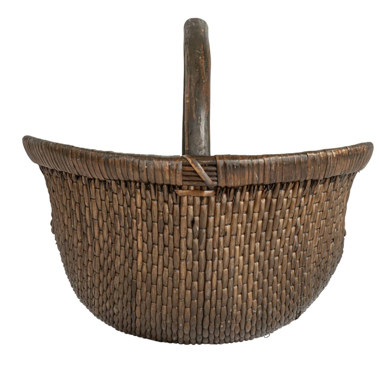 Hello Honey® 14" Brown Antique Finish Hand-Woven Wicker Basket